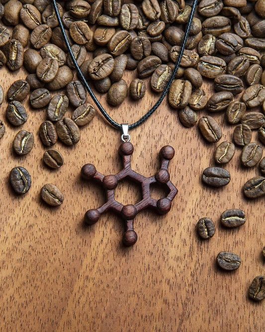 Caffeine Molecule Pendant Hand-Carved